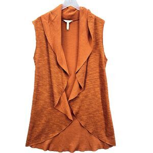 Matilda Jane Womens Long Knit Vest Size Medium Pumpkin Orange Fall Layers Texas